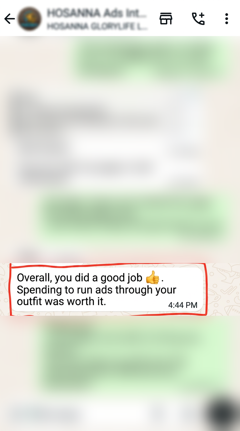 Highlighted client testimonial: Client feedback on Meta Ads management