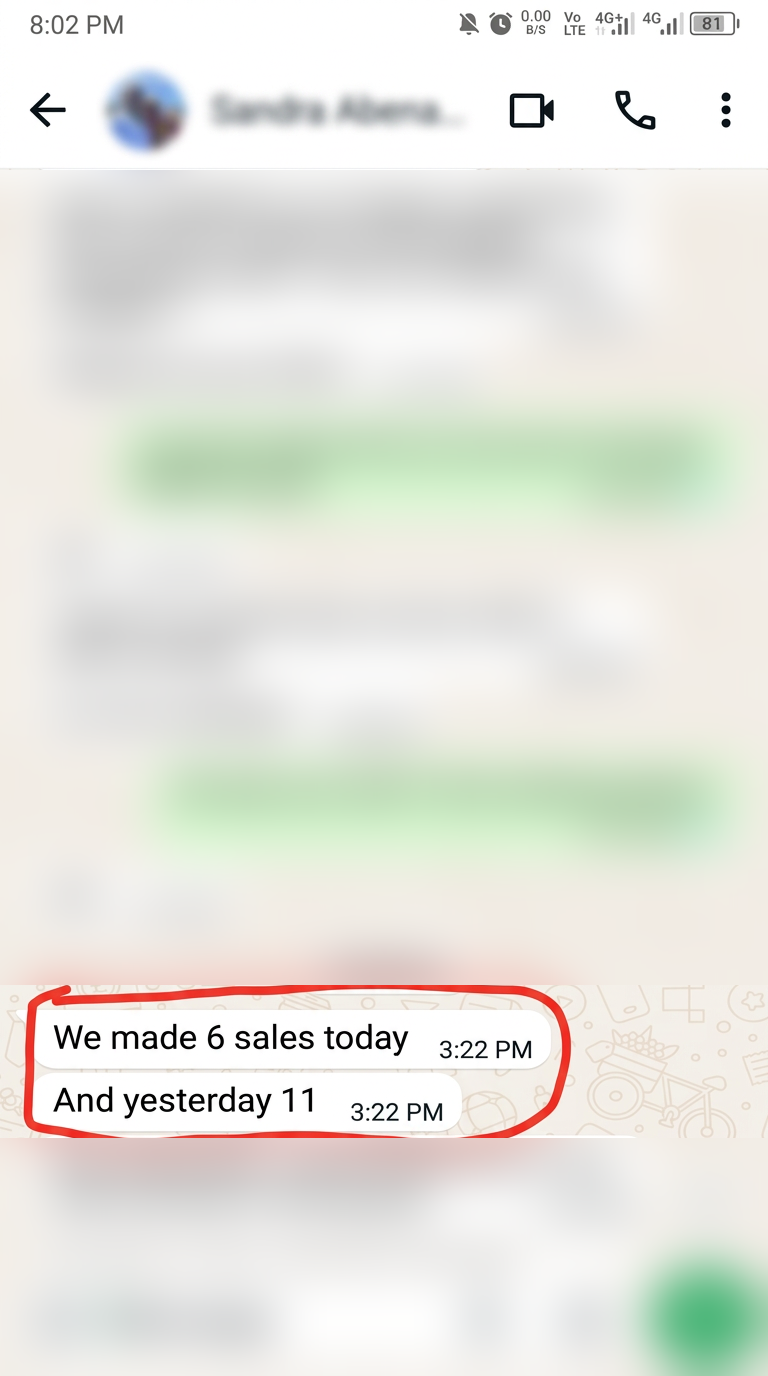 Highlighted client testimonial: Digital product client reporting daily sales